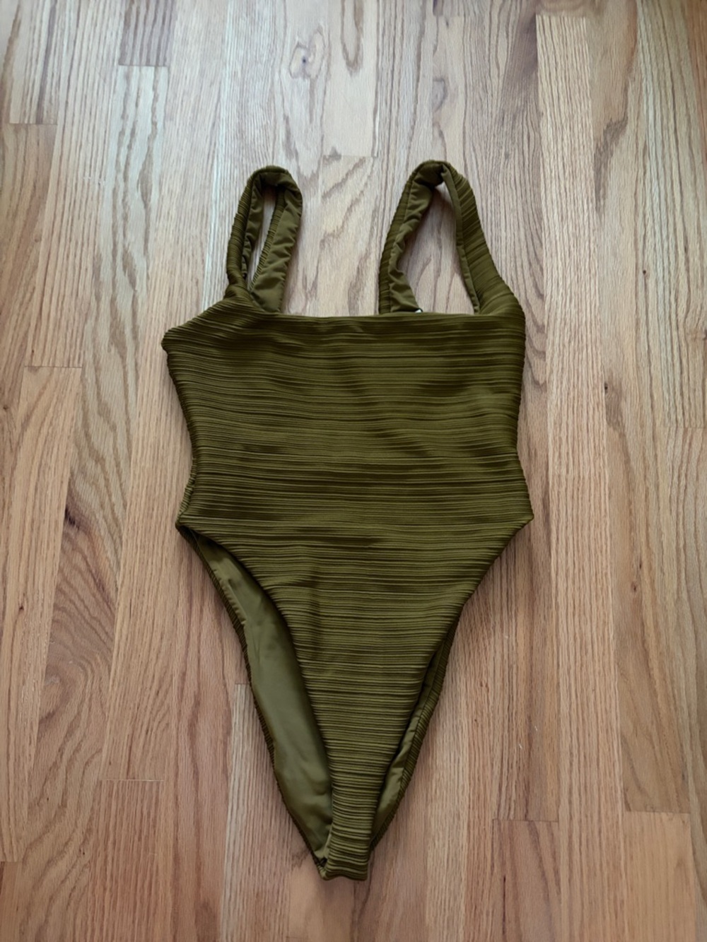 Mara Hoffman Olive Ribbed One-Piece Swimsuit